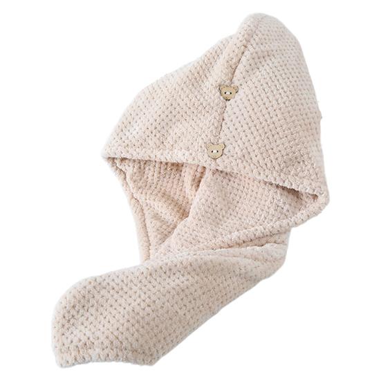 Полотенце для сушки волос Yousheng, супер впитывающее, быстросохнущее, коралловое флисовое, с мультяшным медведем, на пуговицах, женское, вьющиеся, длинные, густые, влажные волосы, полотенце для волос из микрофибры, шапка