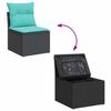 5 Piece Outdoor Sofa Set with Cushions Black Poly Rattan