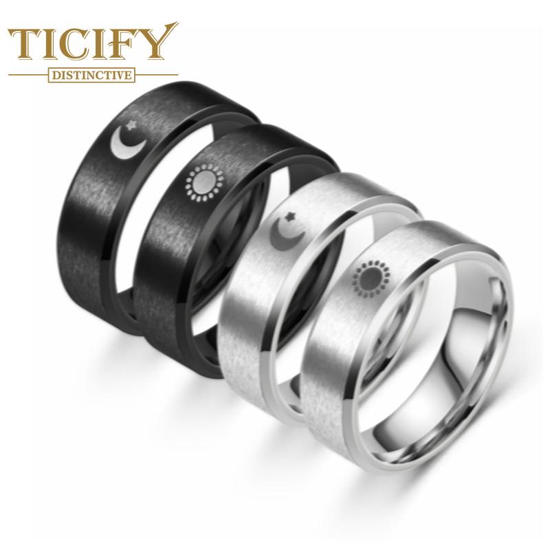 Дизайн датчика Пара из титановой стали против кольца Луна Звезда Солнечное кольцо