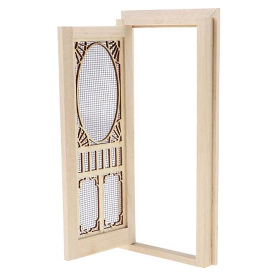 Красивая реалистичная мебель для кукольного домика, деревянная миниатюрная модель двери для подарочного кукольного домика