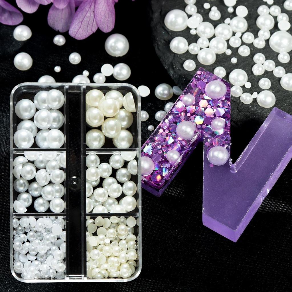 1 коробка полукруглых плоских бусин с искусственным жемчугом, украшение для ногтей, белые, бежевые, 3D, аксессуары для ногтей, корейские принадлежности для маникюра своими руками