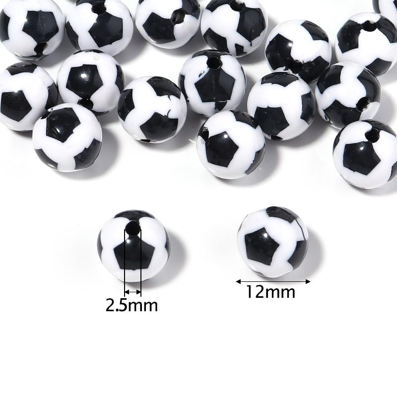 Wholesale Acrylic Football Beads Basketball Soccer Ball Charms Round Loose Beads With Hole Bracelets Jewelry Making Supplies