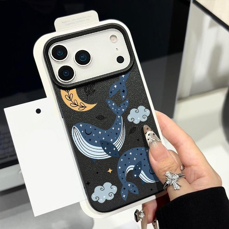 Мультяшный кит Мягкий чехол для телефона для iPhone Air 17 16 Pro Max 15 14 13 12 Pro Max 11 16e Ударопрочный силиконовый чехол с текстурой кожи