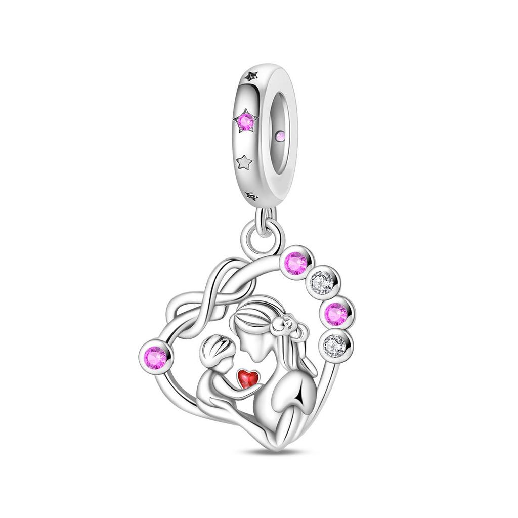 2026 Family Relatives Valentine's Day Charm Beaded Pendant DIY Jewelry Bracelet Necklace Accessories 925 Silver