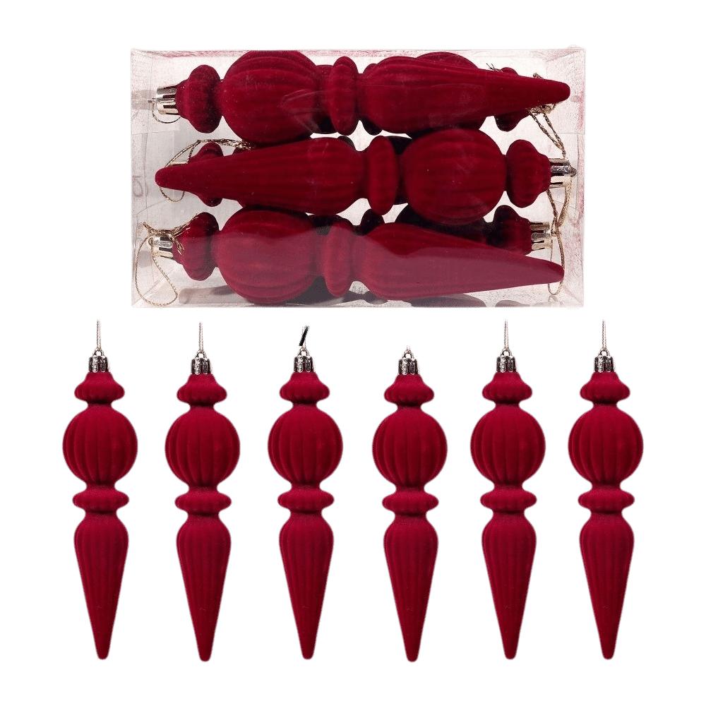 6pcs/Box DIY Crafts Painted Christmas Tree Ornament Plastic Plastic Cone Ornaments New Year Decor