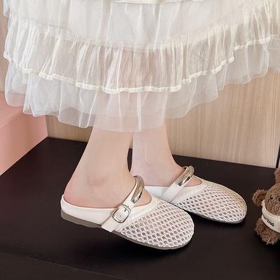 Французская сетчатая сумка-голова для рыбалки, женские летние полушлепанцы на одной педали, дышащие женские прохладные шлепанцы, новинка 2025 года