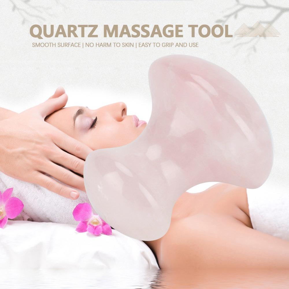 Pink Rose Quartz Massage Stone Mushroom Mushroom Massager Gua Sha Tool Neck Massage