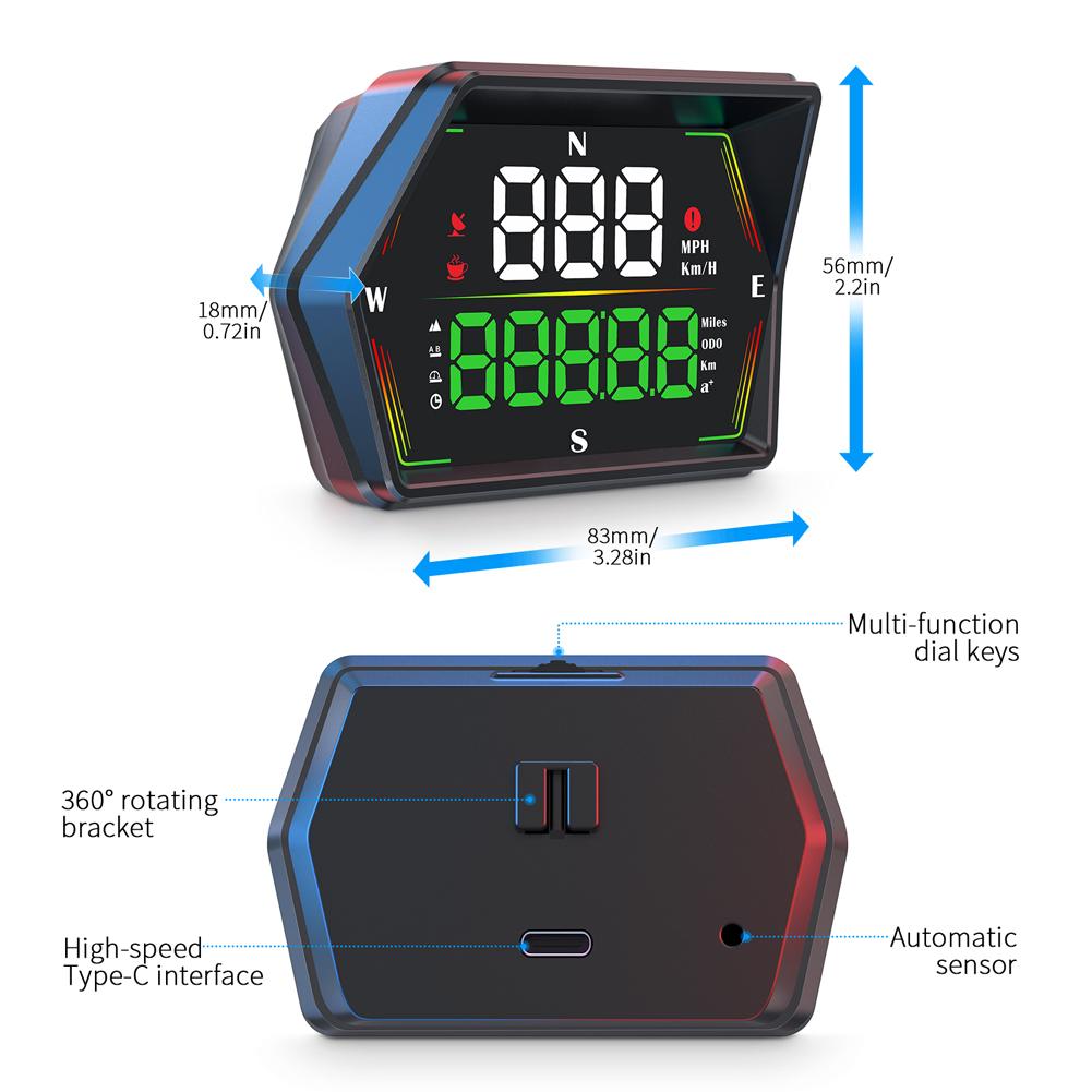 Универсальный автомобильный HUD GPS HUD Цифровой спидометр Измеритель скорости для всех легковых и грузовых автомобилей Подключи и работай Автозапчасть