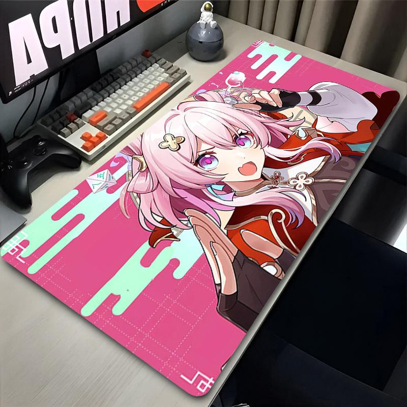 Коврик для мыши Honkai Star Rail Марч 7th Аниме Девушка Розовый Коврик для мыши Клавиатура Геймерские Аксессуары Большой Коврик для мыши Офисный Коврик для стола