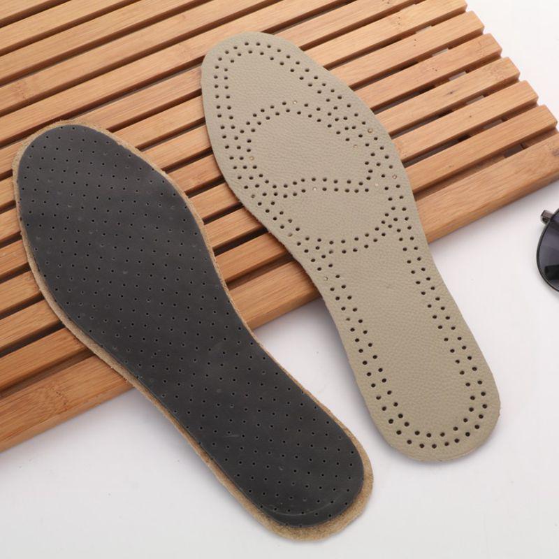 Unisex Genuine Cowhide Leather Insole: Breathable, Odor-Resistant, Shock-Absorbing, Non-Slip Cushion for Sweat Absorption.