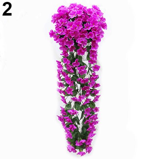 1Bunch Home Decor Artifical Violet Hanging Garland Vine Flower Traling Bracketplant