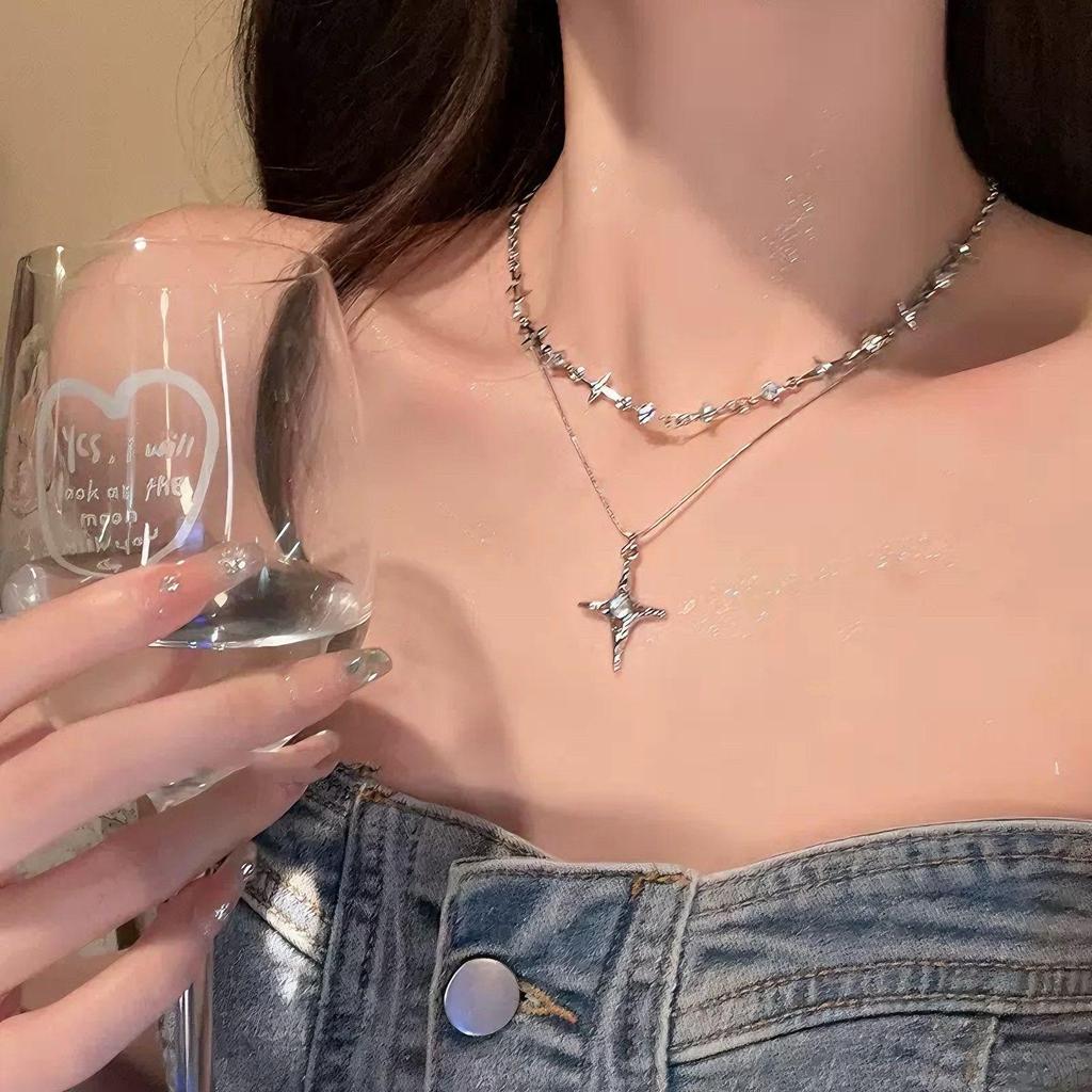 Женское летнее роскошное ожерелье из титановой стали - Дизайн высокого класса, кулон на ключицу