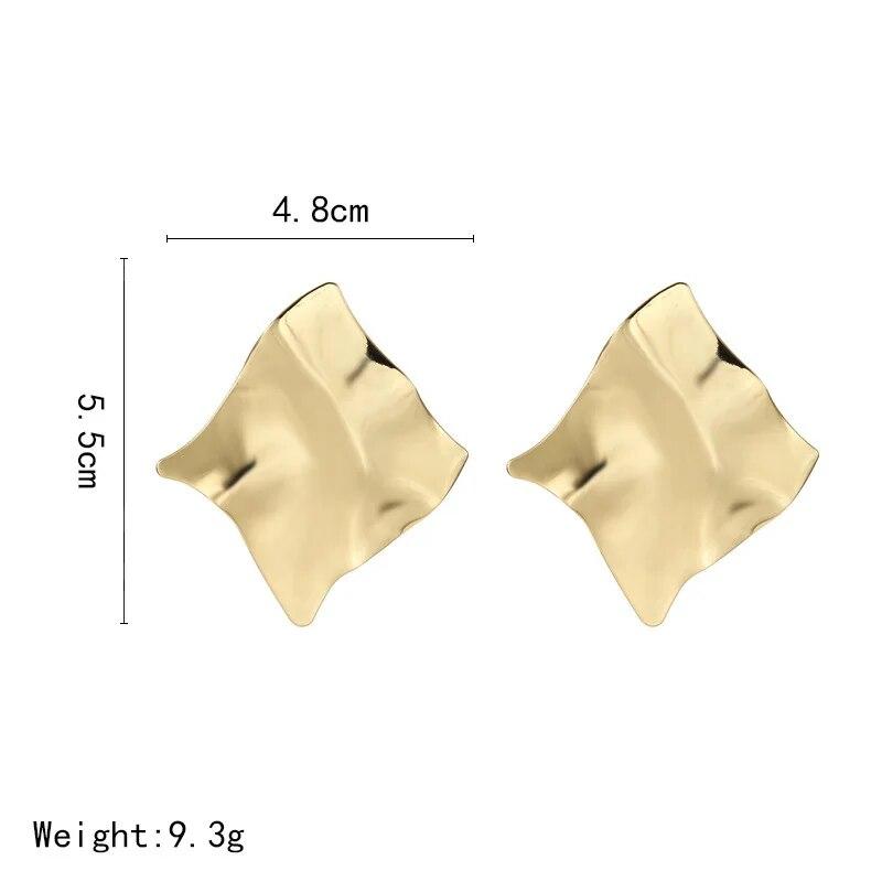 Ретро минималистичные большие металлические серьги с цветами, новые преувеличенные серьги-гвоздики неправильной формы, модные серьги для женщин, ювелирные изделия, подарки для девочек