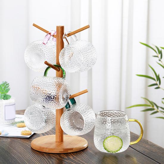 Деревянный держатель для чашки, подставка для кофейных кружек, подставка для кружек на столешницу с 6 крючками, органайзер для кружек
