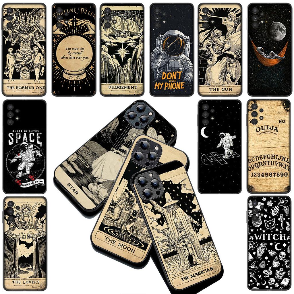 Witch Divination Tarot Moon Astronaut Space for Samsung Galaxy S25 S24 S23 FE Ultra Plus S7 Edge S25+ S24+ A56 5G + Phone Case