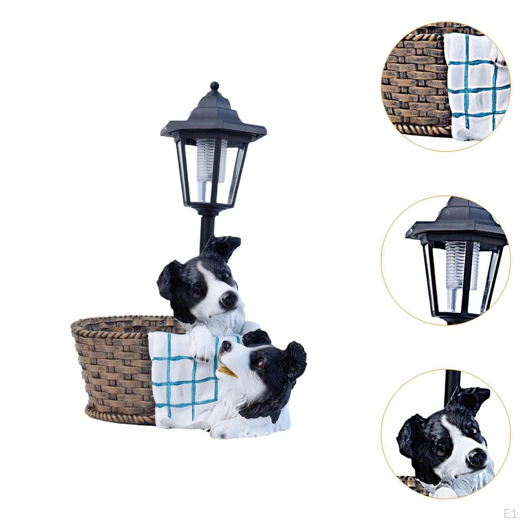 Уличный солнечный свет Ферма Собаки Фонарь Фигурка Мультяшная скульптура Полимерная статуя Садовое украшение для