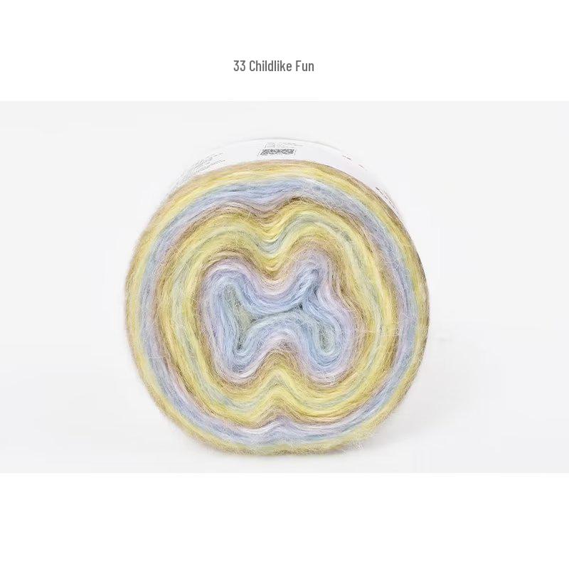 Пряжа из мохера ручной окраски с градиентным радужным переходом - Пушистая, мягкая и идеально подходит для вязания и DIY-проектов.