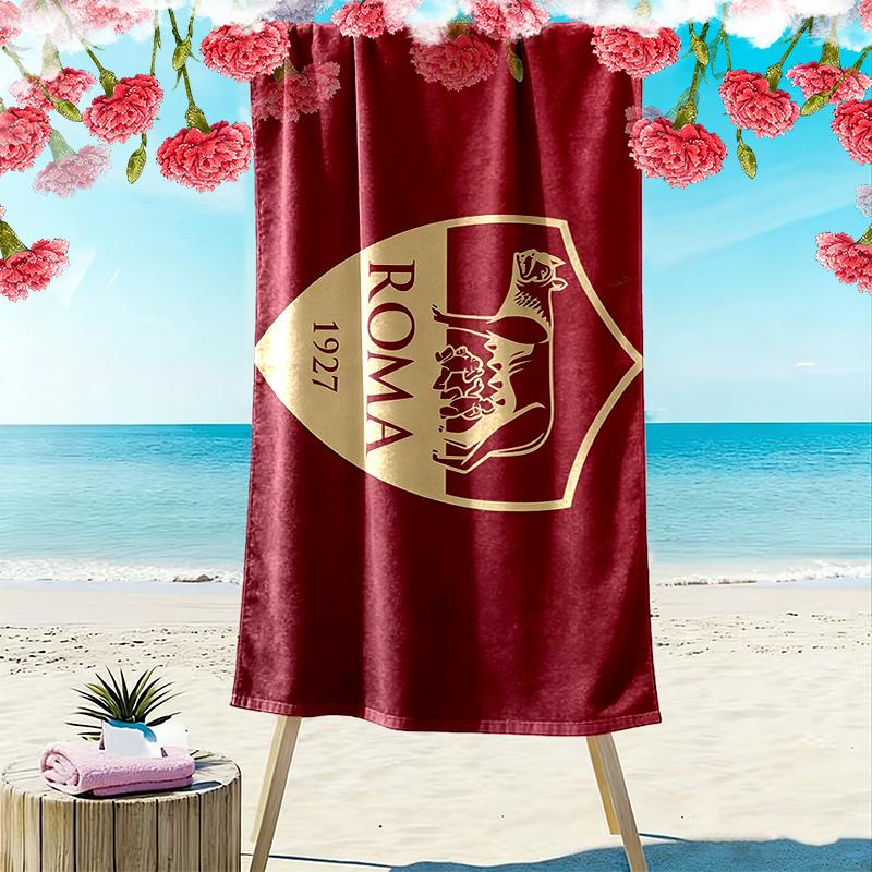 Associazione Sportiva Roma Print Beach Towel, Large Soft Quick Dry Towel for Beach Camping Swimming