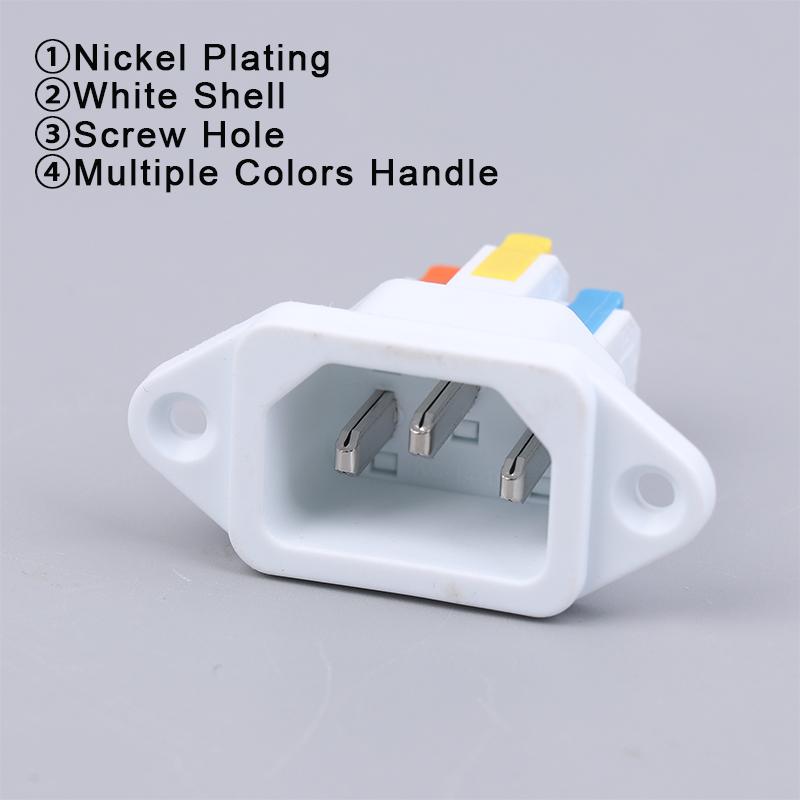 NEW IEC C14 3 Pin Socket Quick Connect Press Charging Power Supply Socket 3 Core Male Socket 250V 10A Easy Install Connect
