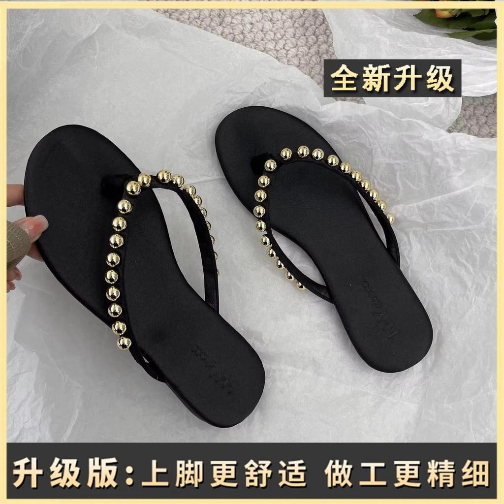 2025 Summer New Fashion Flat Flip-flops Women's Soft Bottom Non-slip Beach Outer Wear Pinch Slippers Ins