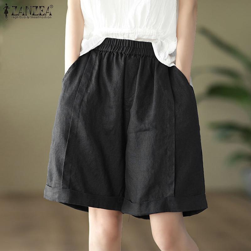 ZANZEA Женские повседневные свободные летние шорты с эластичной резинкой на талии
