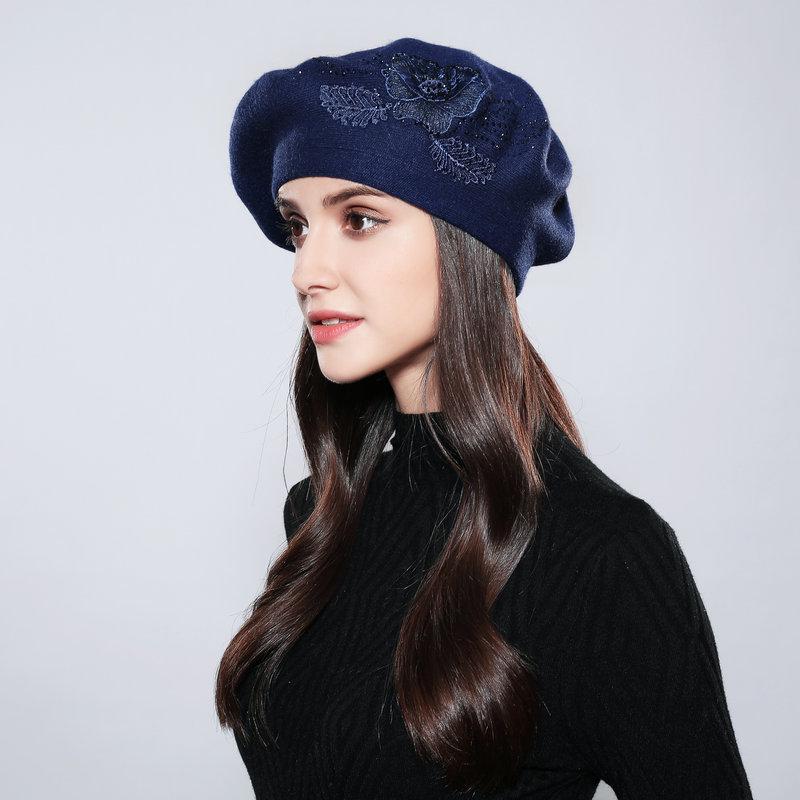 Капот Femme для женщин берет из хлопка и шерсти брендовые вязаные модные осенне-зимние шапки с цветочным принтом для женщин