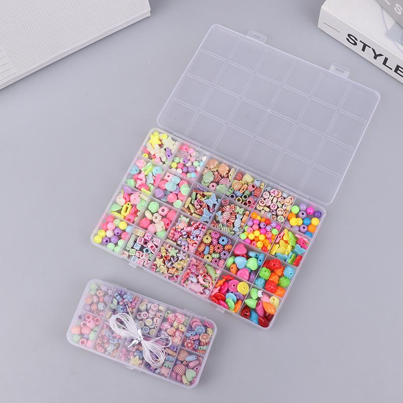 1 Set Creative Loose Spacer Beads Making Bracelet Necklace 10/24 Grid Girl Jewelry Kit Toy Diy Handmade Beaded Children'S Toys