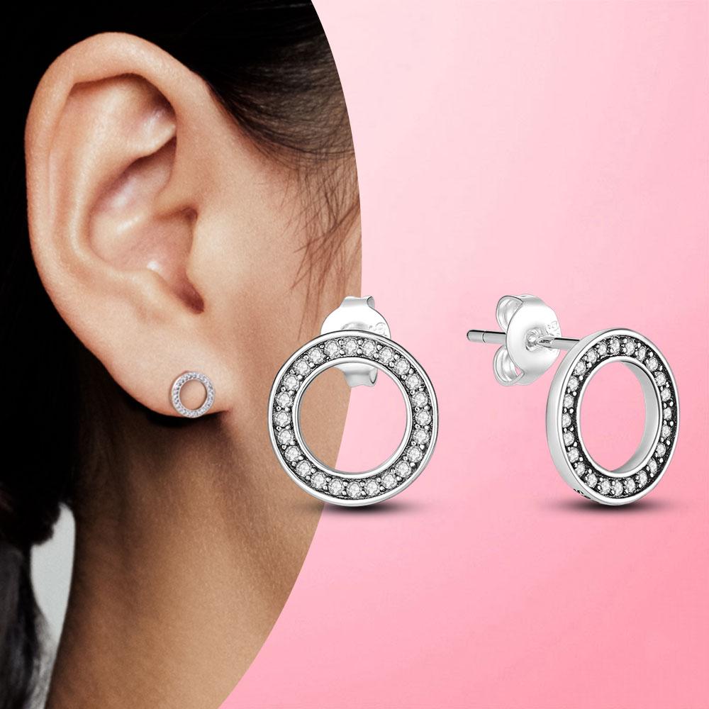 Серьги Серебряные серьги 925 пробы Геометрические серьги-гвоздики для женщин Свадебные серьги в корейском стиле S925 Изящные ювелирные изделия Тенденция