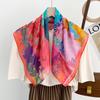 Spring And Summer Light And Breathable 65 * 65Cm Square Scarf Versatile Printed Mulberry Silk Cotton Blended Women'S Silk Scarf