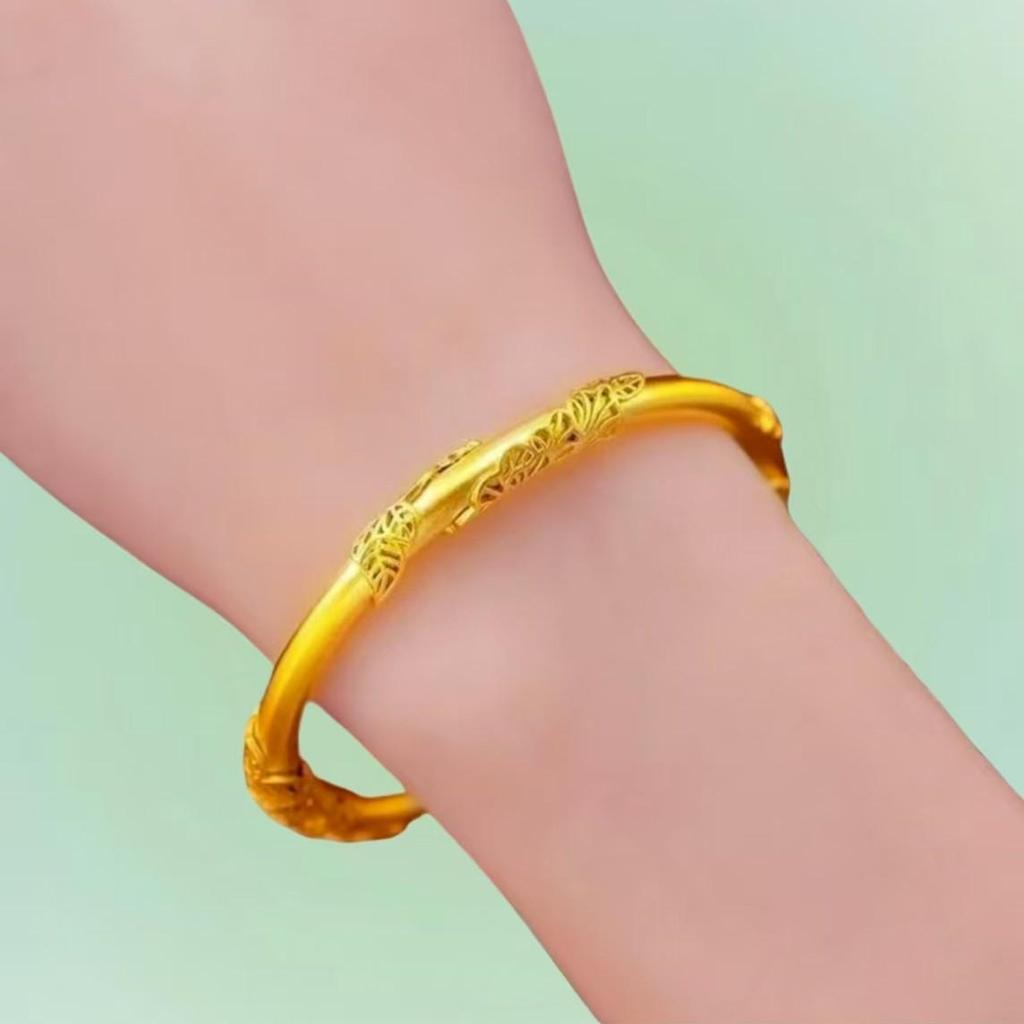 Позолоченный филигранный браслет-манжета с цветком - Регулируемый браслет пуш-пул для женщин, Идеальный подарок.