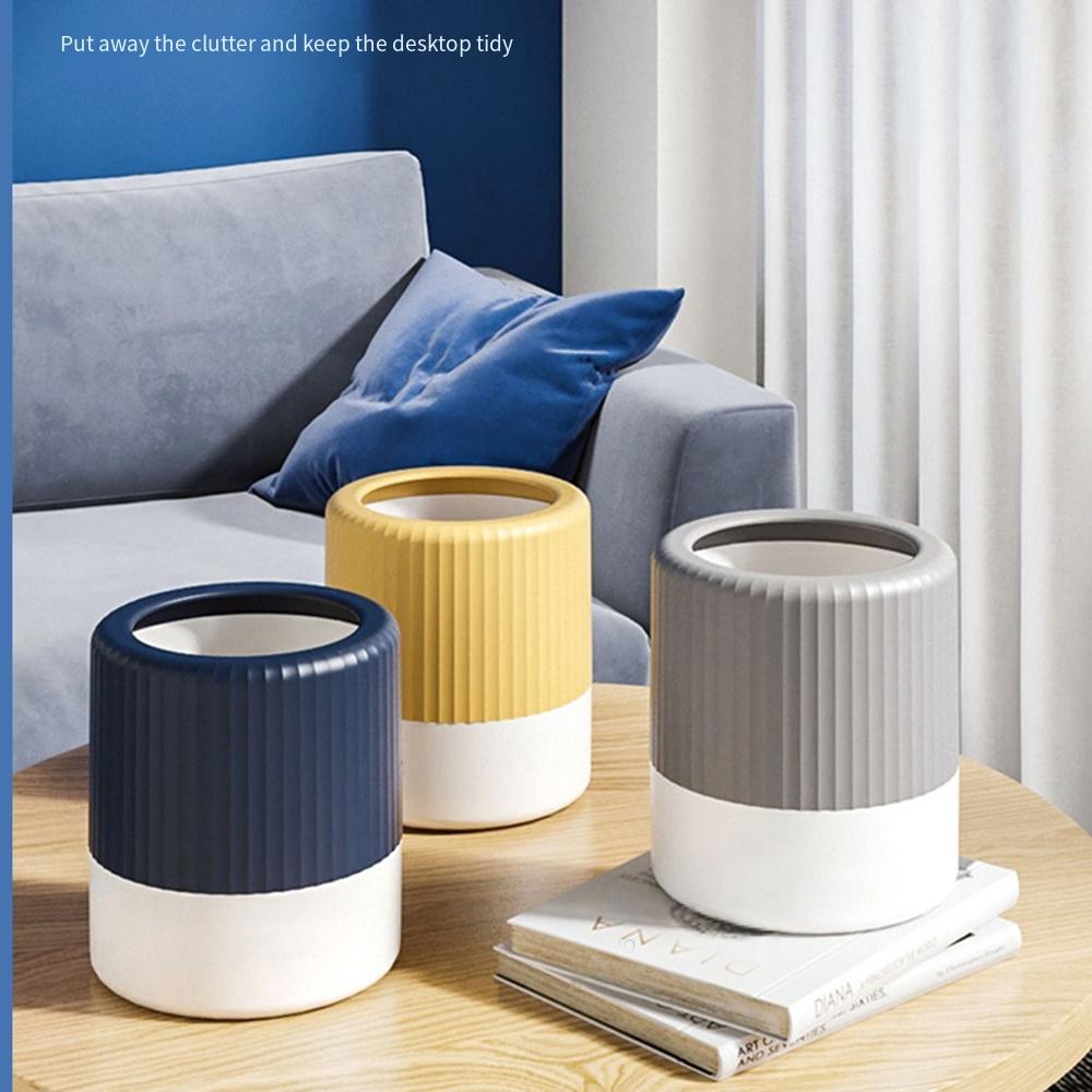 2.3L Mini Desktop Trash Can Modern Wastebaskets No Lid Garbage Can for Office Bedside Beauty Desk (with 1 roll of garbage bags)