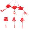 6Pcs Chinese New Year Pendant Red Felt Hanging Decor Paper-Cutting Spring Blessing Characters Tassels Pendant