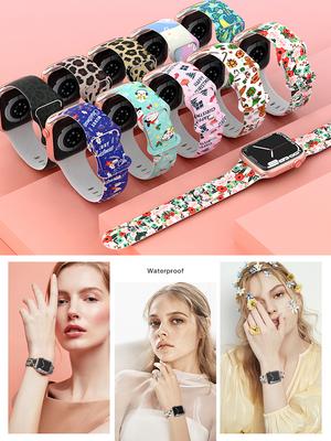 Для рождественских ремешков для Apple Watch ремешок 44 мм Ultra 2 49 мм 40 мм женский силиконовый браслет с принтом iWatch Series 9 8 7 6 5 SE 41/45 мм