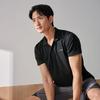 Li-Ning Мужская рубашка-поло Fitness Series Simple Solid Color Casual с коротким рукавом, черные APLU253-1