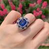 Jewelry Ring Women'S Imitation Blue Glass Ring With Diamonds Women'S Ring Main Stone 10 * 12