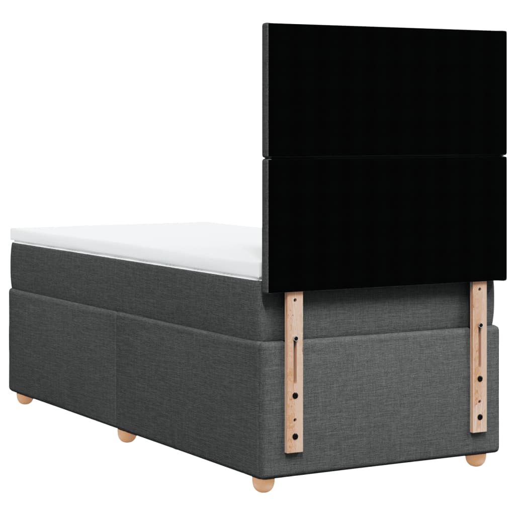 Box Spring Bed with Mattress Dark Gray 90x200 cm Fabric