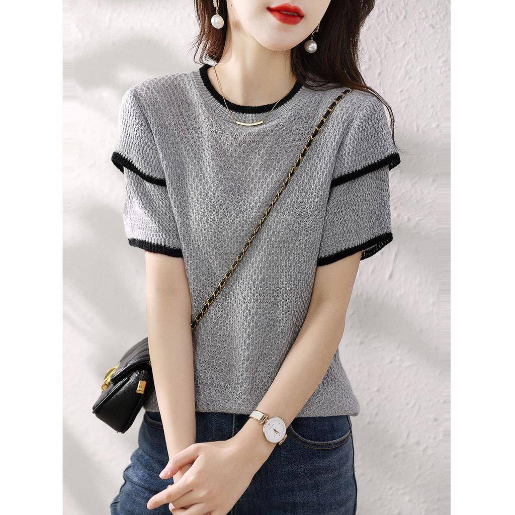 Трикотажные футболки женские с коротким рукавом весенние и летние топы