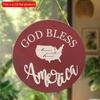 2D Flat 20*20cm1pc God Bless America Red Theme Welcome Door Decoration, Independence Day Retro&Simple Style Map Shape Door&Party&Farmhouses Sign Wall
