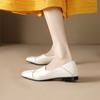 Fashion Cow Leather Square Toe Women Low Heel Casual Loafers Women Shoe Without Heel 2025 Spring Autumn Mules Woman Simple White Shoes