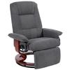 Swivel Recliner, Linen Look, Manually Adjustable Chair with Wooden Base, Footrest, High Backrest, Gray