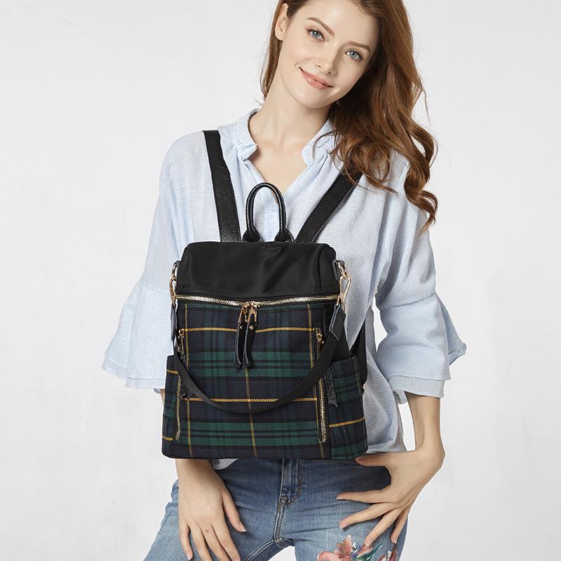 Новый контрастный клетчатый рюкзак для женщин в Южной Корее, удобный для ношения рюкзак из ткани Оксфорд двойного назначения, тренд на дорожные сумки