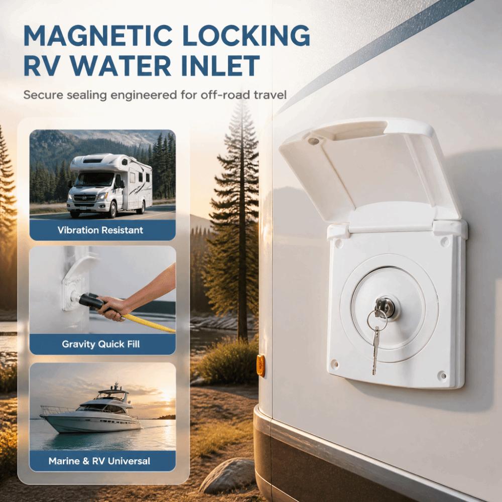 1 Set ABS Magnetic Locking Cover White Gravity Water Inlet Bayonet Water Inlet Travel Trailer