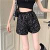 Fashion  Shorts for Women Shiny Sequined Versatile Short Pants Female Chic Clubwear Shorts Solid Pants