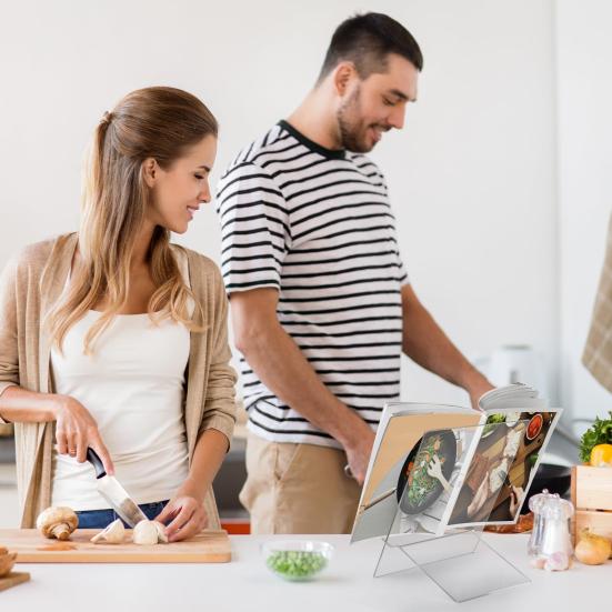 Акриловая подставка для книг Прозрачный книжный дисплей Держатель для мольберта Компактный держатель кулинарной книги с регулируемым углом для отображения планшетов Газеты Журналы Ноутбуки