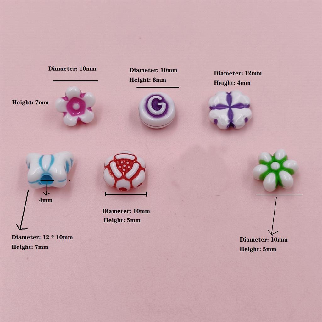 High Quality Jewelry Accessories Acrylic Handmade Flower Necklace Bracelet Material Butterfly Ball Beaded 100pcs Letter DIY