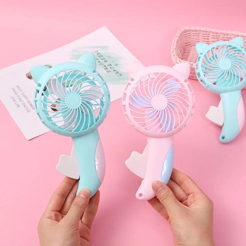 Cute Cartoon Handheld Fan Mini Pocket Fan Summer Cooling Fan Manual Press Fan  Kids