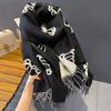 New Line Bear Imitation Cashmere Scarf for Women Korean Version Winter Cute All match Scarf To Keep Warm and Cold Plus Velvet Shawl