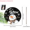 Рождественская деревянная табличка с очаровательным узором снеговика - Круглая табличка "Пусть идет снег" для входной двери, настенный декор - Идеальное рождественское украшение
