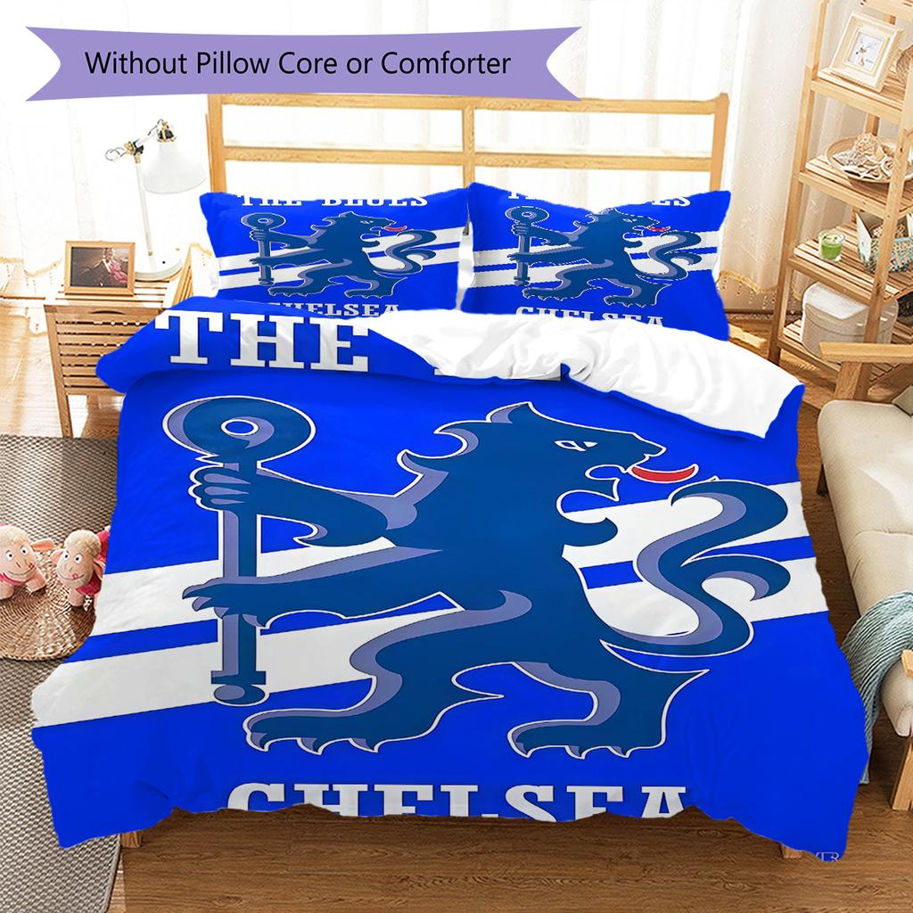 Chelsea FC football RugPattern Bedding Quilt Set Quilt Cover Pillowcase Home Decoration Birthday Gift (1 * duvet cover + 2 * pillowcase, without core)