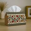 1pc Two Sizes Available Vintage Mediterranean Tissue Box with Botanical Pomegranate Art- Napkin Storage Organizer for Kitchen, Car, Elegant Decorative